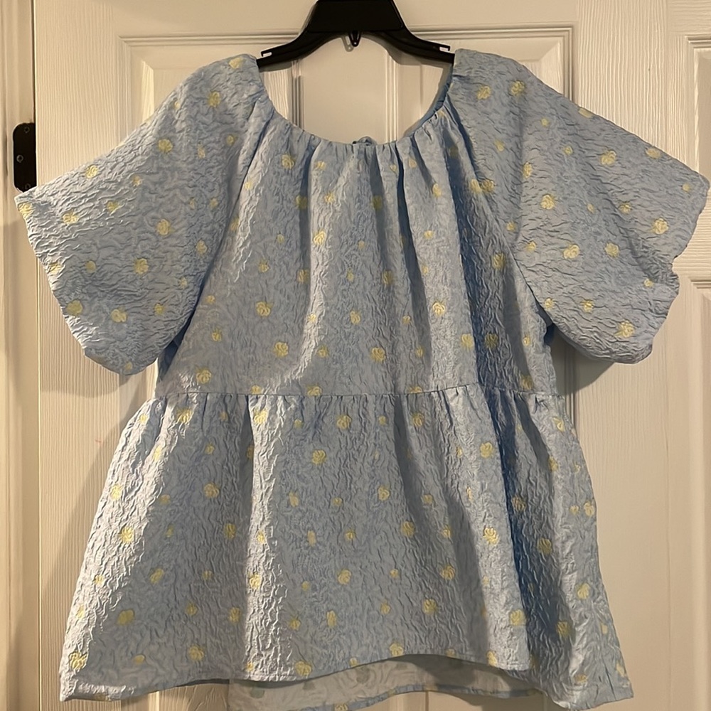 English Factory 2x Peplum Puff Sleeve Top